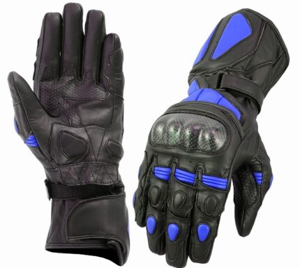 Motorbike Leather gloves with carbon fiber protection